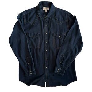 Ryan Michael Men's Black Rodeo Embossed Snap Down Western Silk Shirt XL Vintage